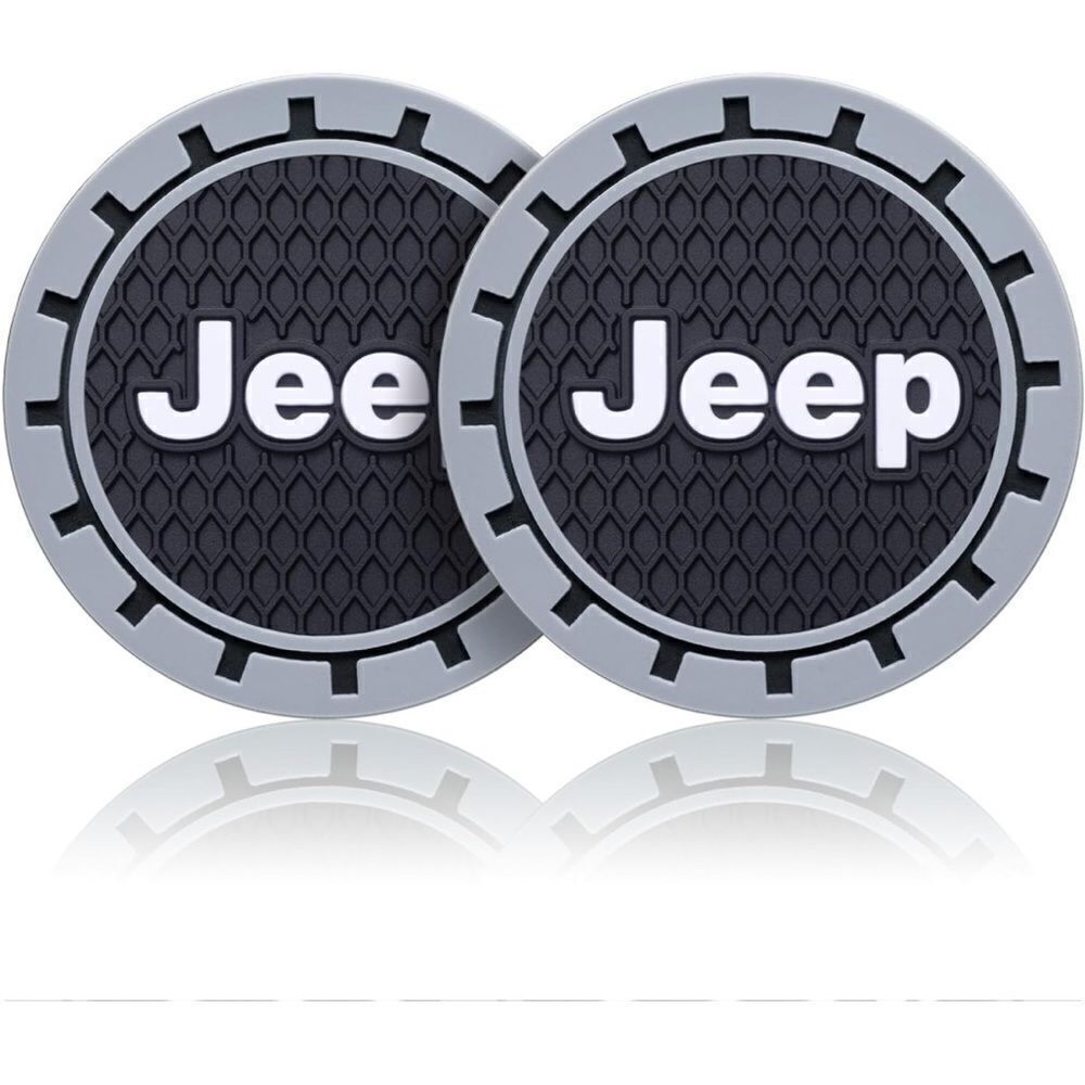 Jeep cup Coasters in black and gray Set of 2 NWT - Picture 3 of 7
